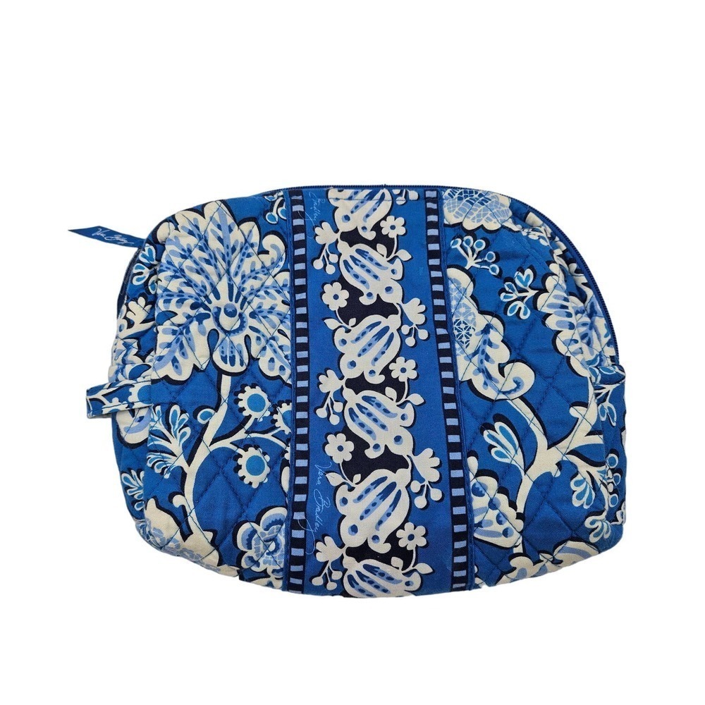 Vera‎ Bradley Women's Floral Cosmetic Bag Blue White Black Lined